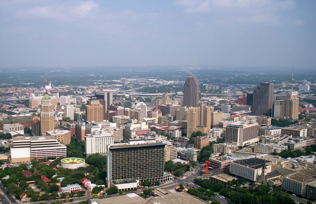 Downtown San Antonio Texas Ariel view 