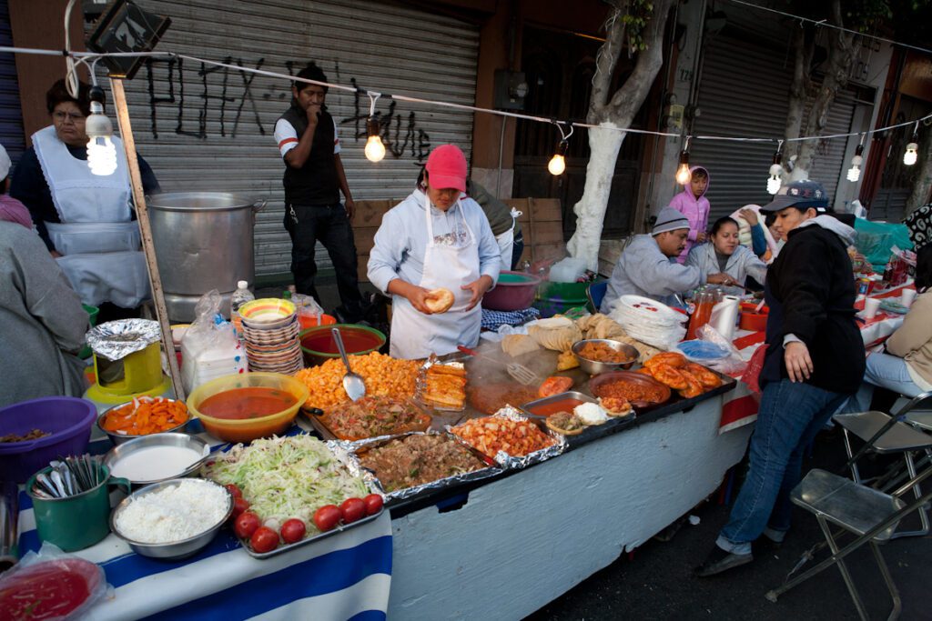 Street food vendors Mexico city 